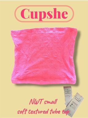 NWT Cupshe Bright Pink Textured Tube Top